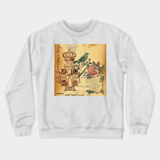 dark academia jubilee vintage cross french bird botanical Crewneck Sweatshirt